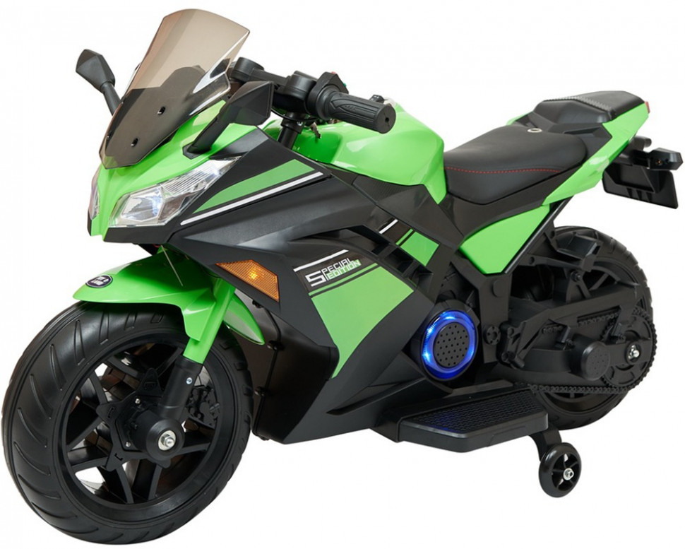 Детский электромотоцикл FUTAI Kawasaki Ninja, 12V, EVA, DLS07-GREEN краска акриловая ammo mig ija kawasaki зелёная ija kawasaki green amig0260