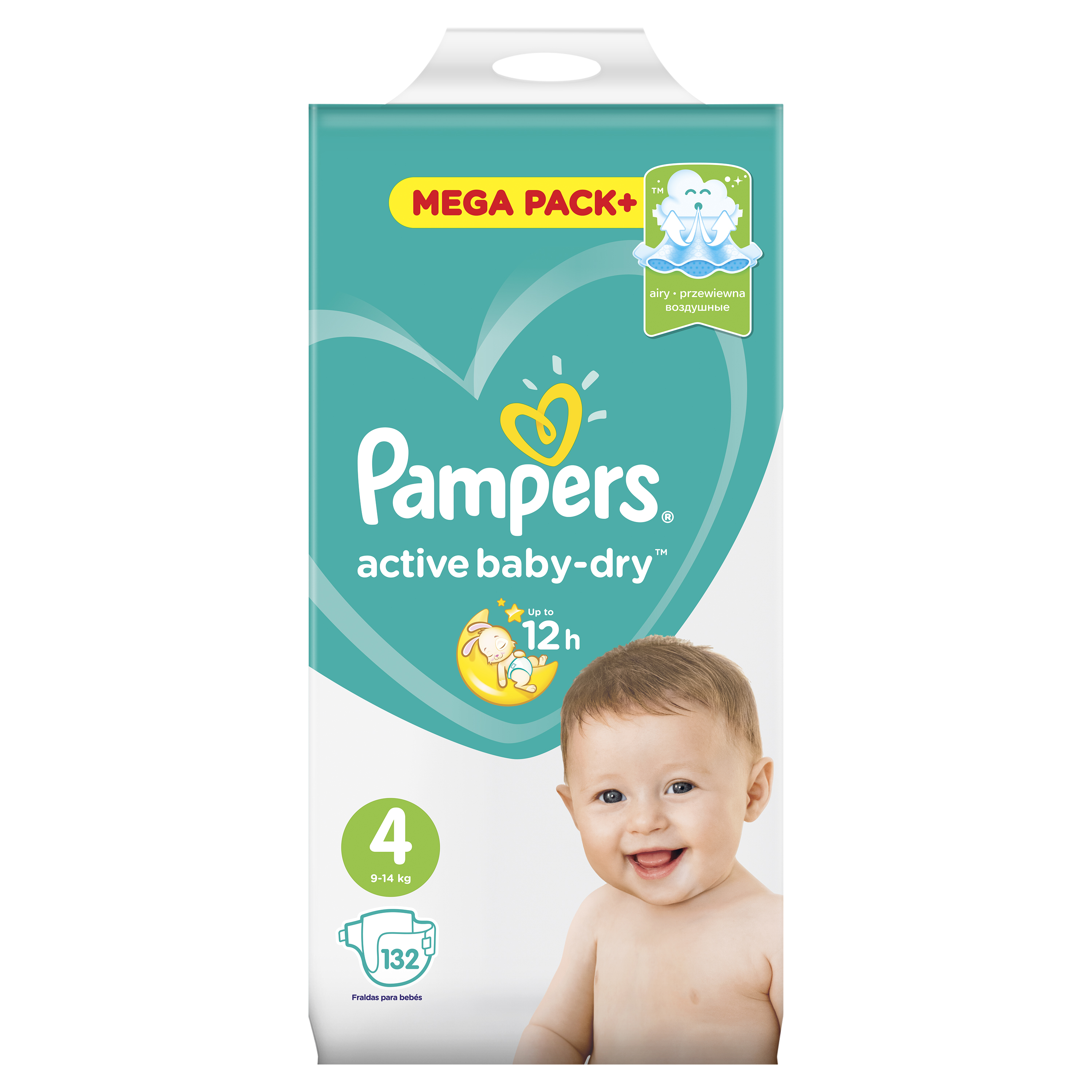 фото Подгузники pampers active baby-dry maxi (9-14 кг) 132 шт.