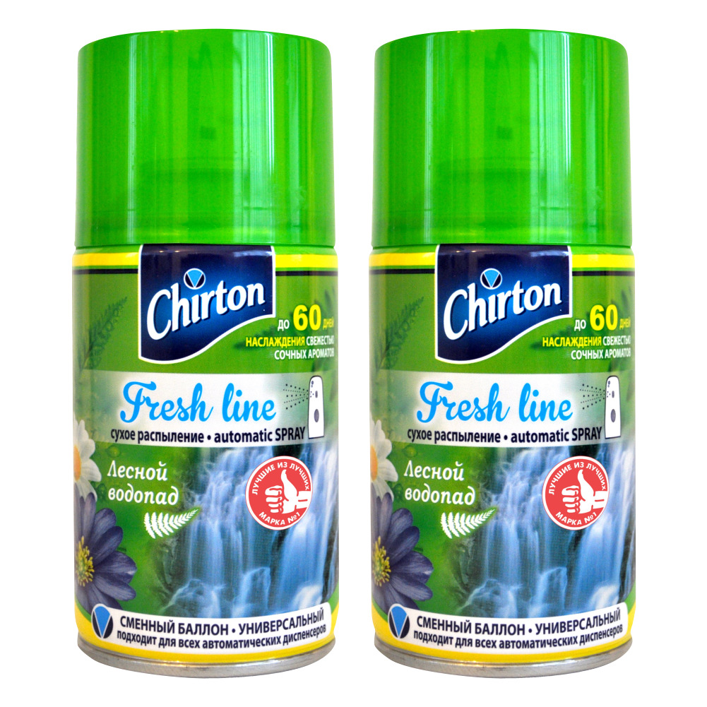 Комплект Освежитель воздуха Chirton Fresh Line Лесной водопад 250 мл сменный баллон 2шт