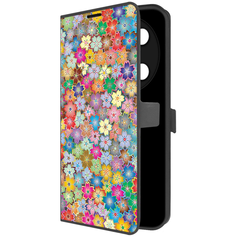 

Чехол Krutoff для Itel RS4 Цветочный паттерн 4, Черный