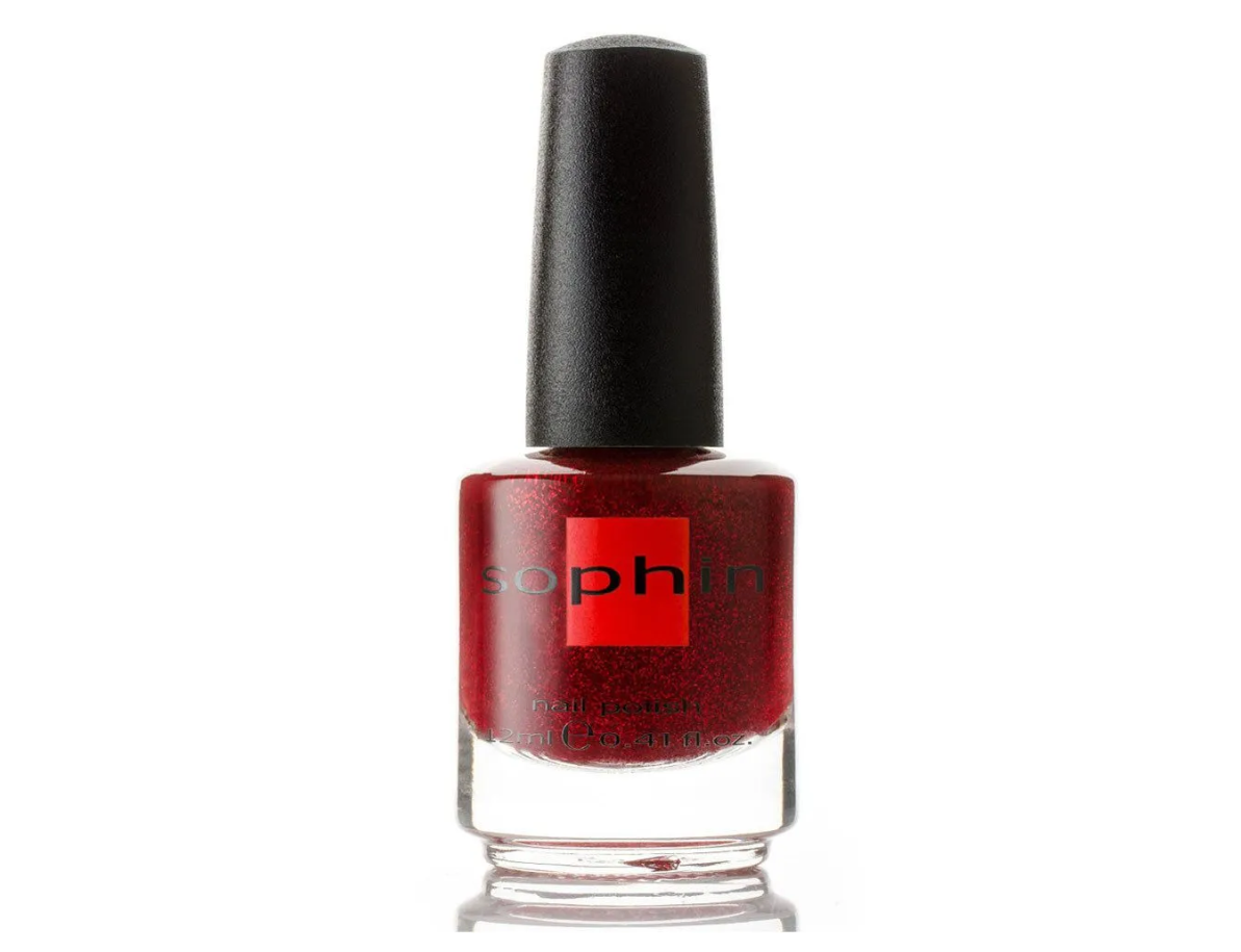 Sophin Nail Lacquer in Vibrant Red with Mica Shavings, 12 ml