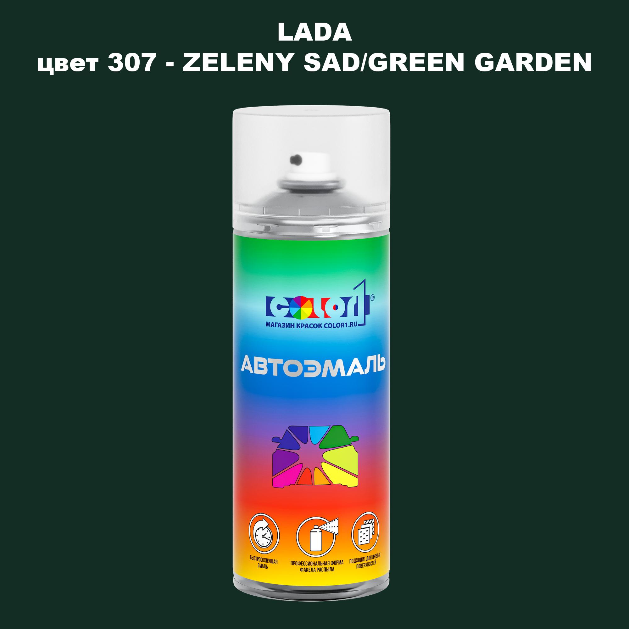 

Аэрозольная краска COLOR1 для LADA, цвет 307 - ZELENY SAD/GREEN GARDEN, Прозрачный