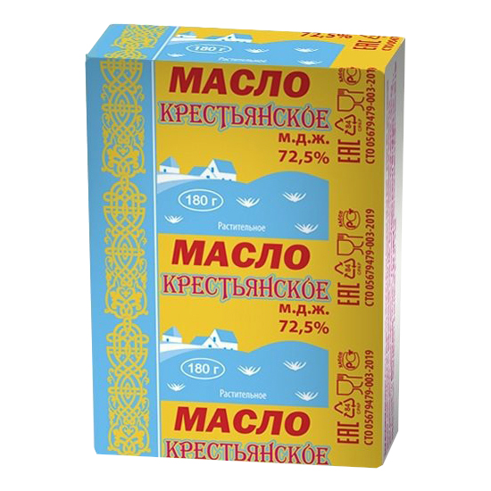 Масло сливочное крестьянское 72.5 180г. Масло Крестьянское 72.5. Спред старокрестьянский 180г.