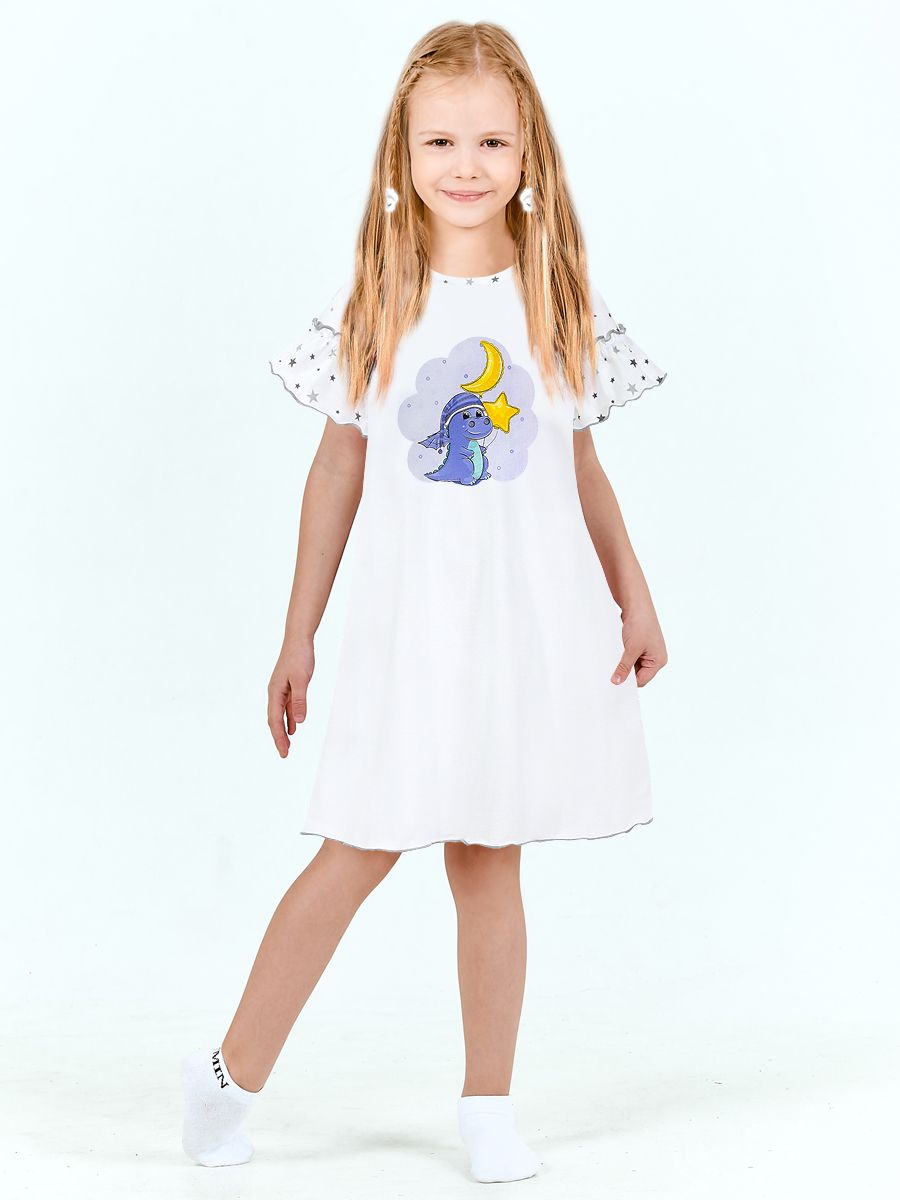 Сорочка ночная детская KETMIN PREMIUM, дракоша белый, 152