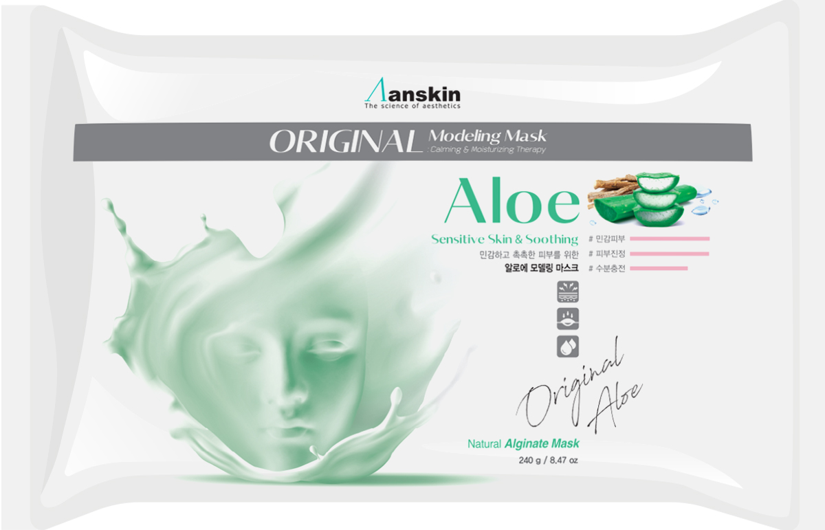 Маска для лица Anskin Aloe Modeling Mask Refill с экстрактом алоэ, альгинатная, 240 г альгинатная маска lindsay premium modeling mask tea tree с маслом чайного дерева 1 кг