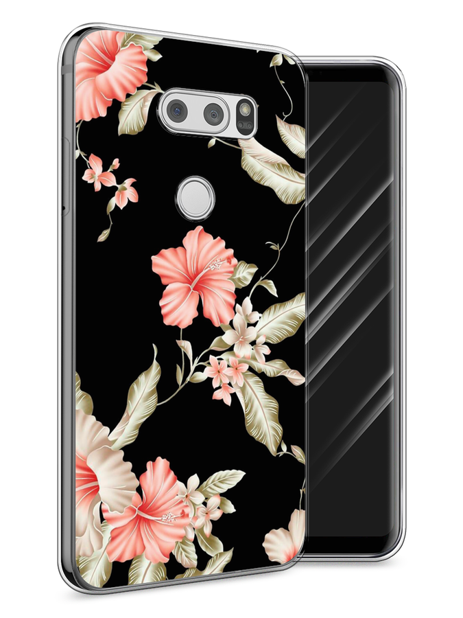 

Чехол Awog на LG V30 "Цветы на черном", Черный;розовый, 83050-8