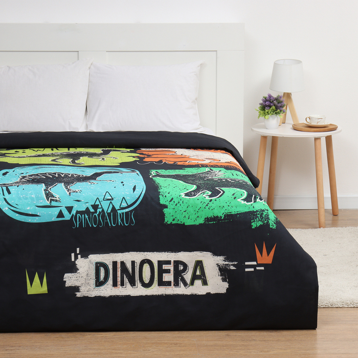 

Пододеяльник Этель Dinoera, 143x215 см, 100 % хлопок, бязь, Черный, T-Rex king