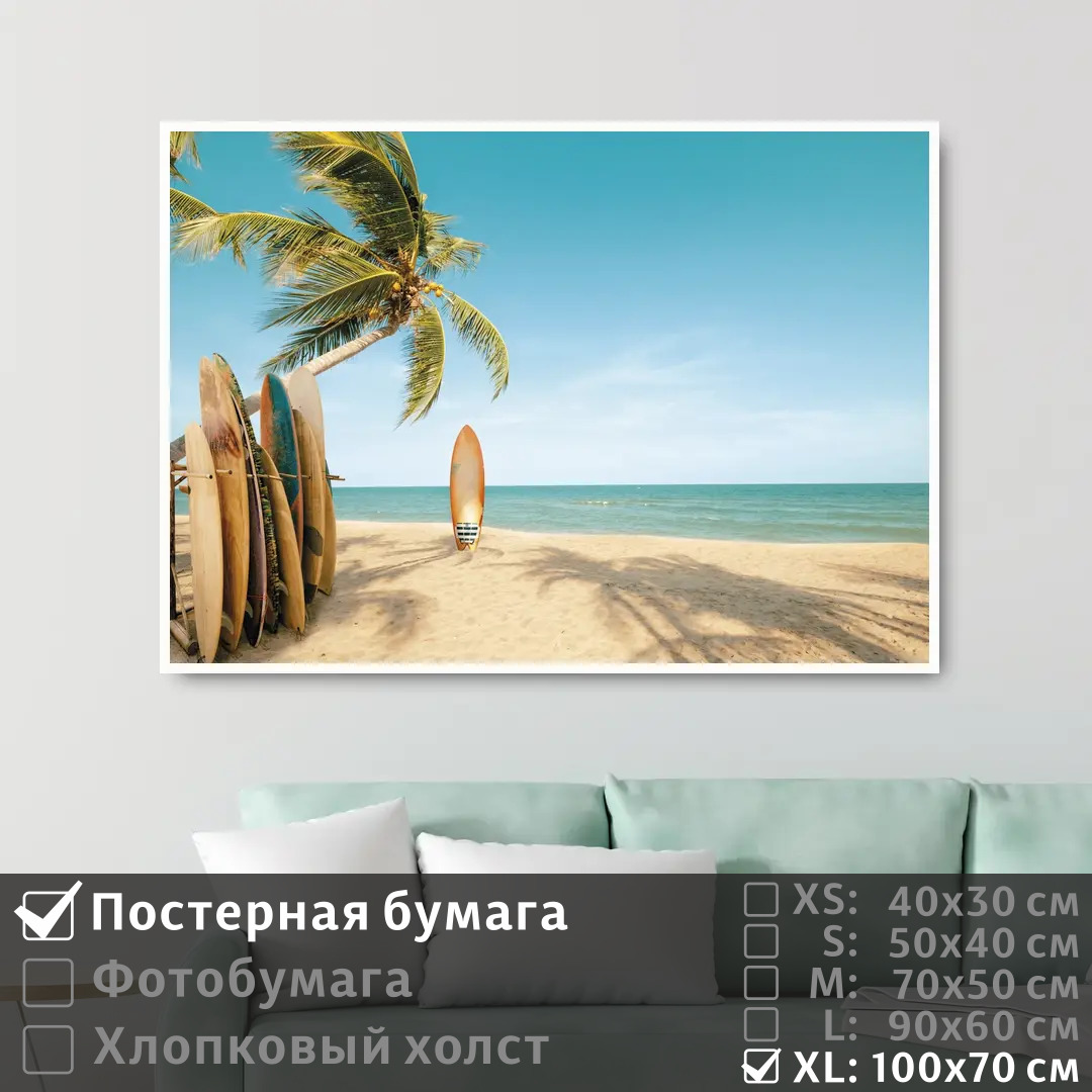 

Постер на стену ПолиЦентр Серфинг на берегу моря 100х70 см, СерфингНаБерегуМоря1