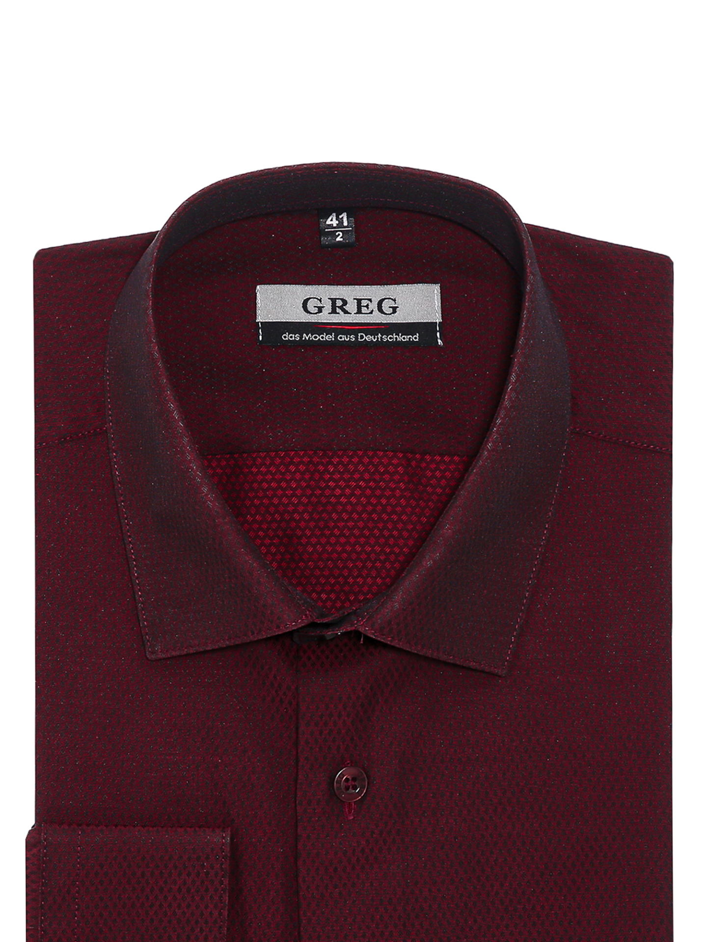 

Рубашка мужская Greg 00-00005723 бордовая 50, Бордовый, 00-00005723