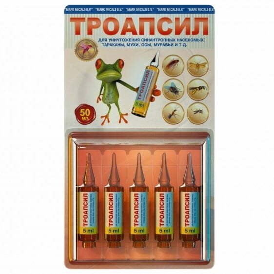 

Средство от тараканов, моли, мух, ос и др Троапсил 10 шт х 5 мл