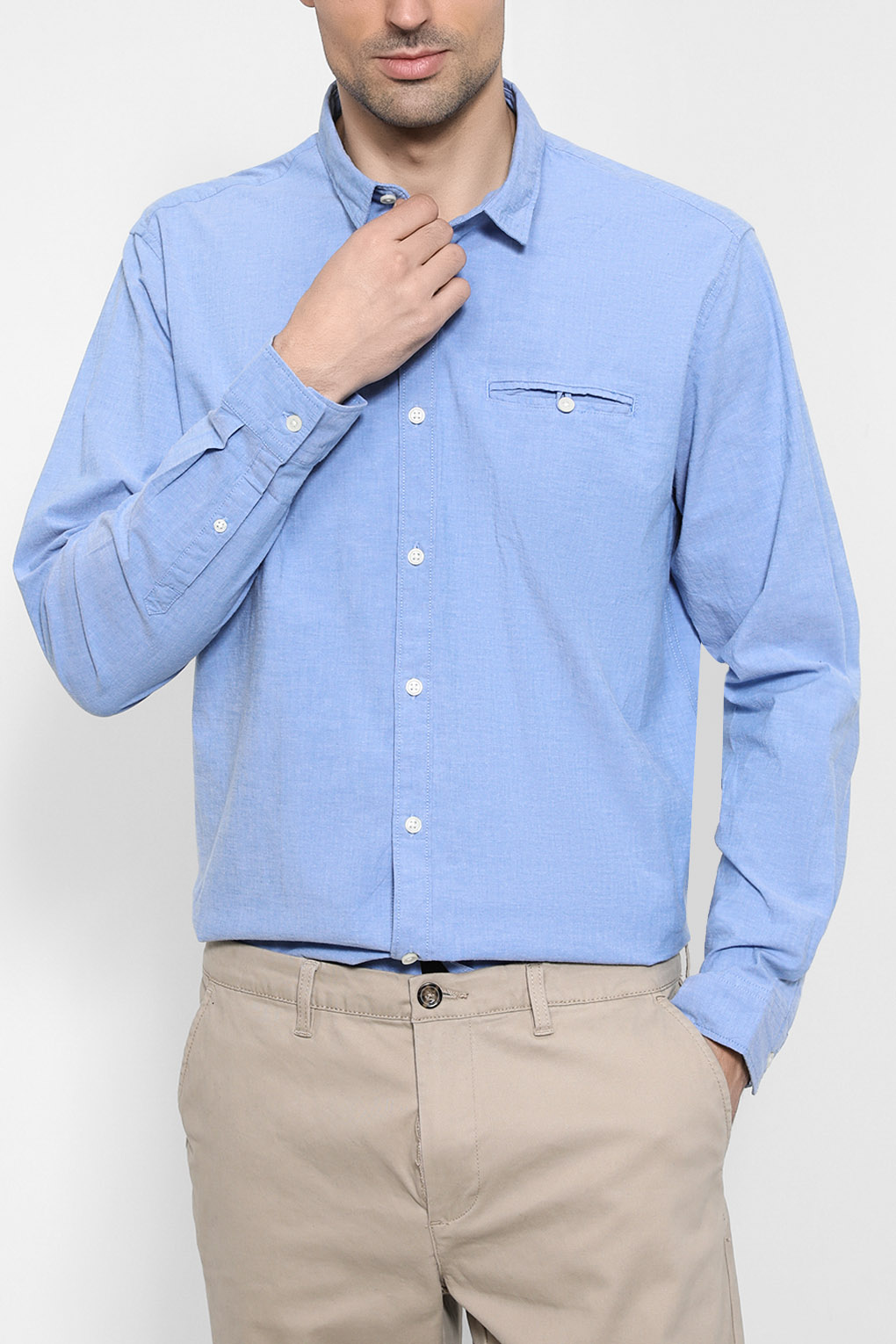 

Рубашка мужская Esprit Casual 082EE2F301 синяя XL, Синий, 082EE2F301