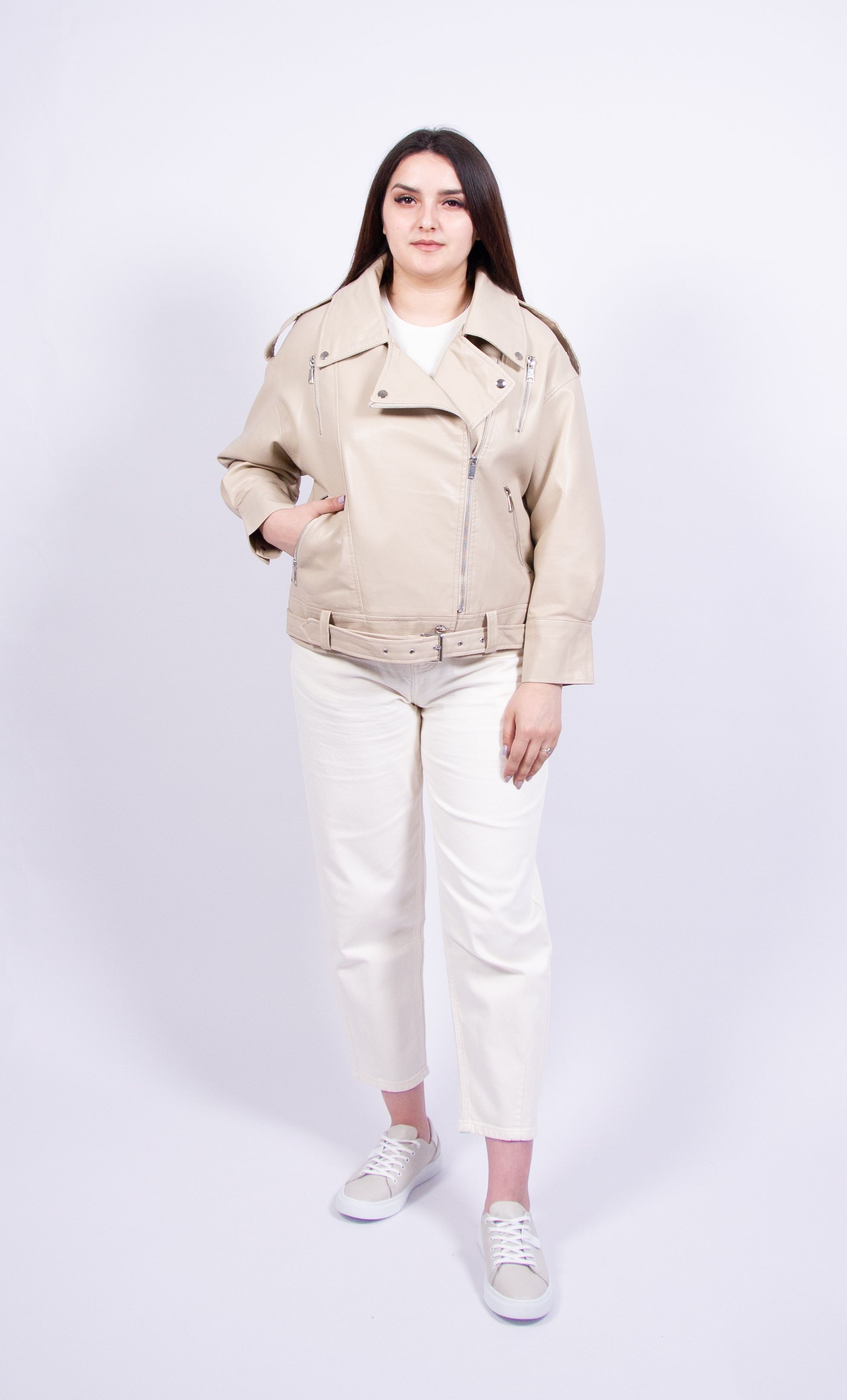 

Кожаная куртка женская 365 clothes 2189 бежевая 46 RU, Бежевый, 2189