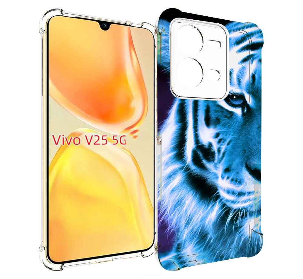

Чехол MyPads Половина-тигра мужской для Vivo V25 5G / V25e, Прозрачный, Tocco