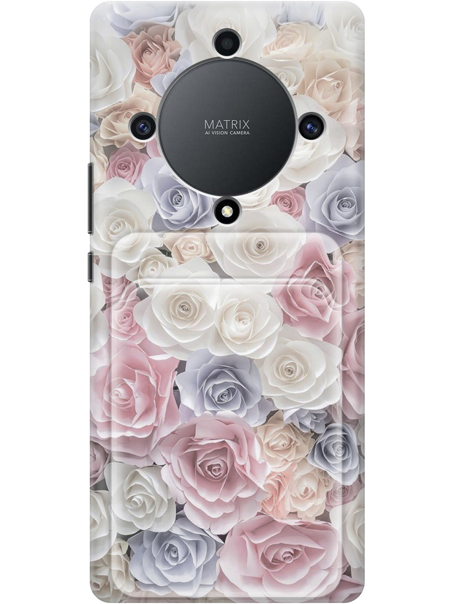 

Силиконовый чехол на Honor X9a / Magic5 Lite с рисунком "Пастельные розы", Белый;розовый;серый, 20011984