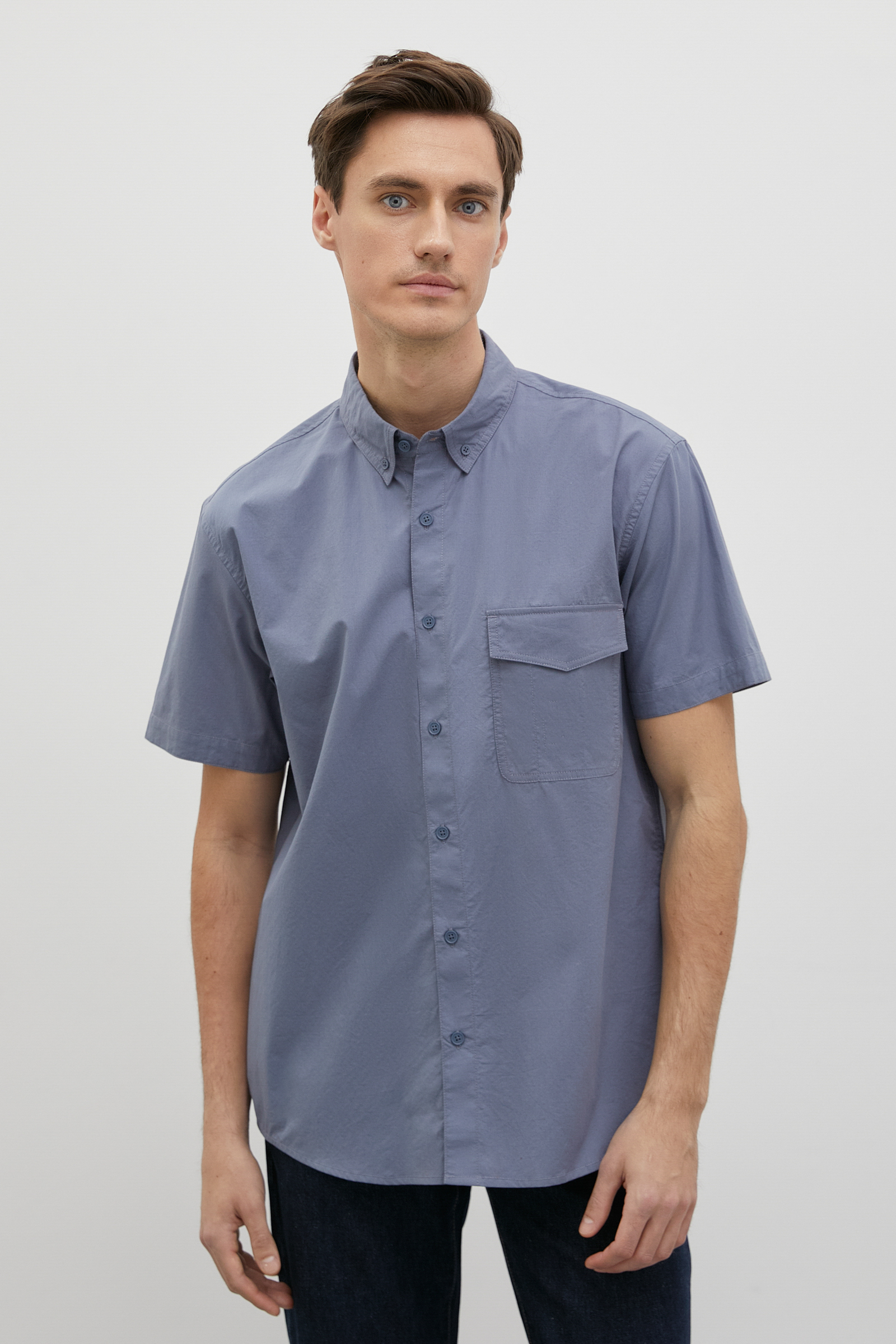 Рубашка мужская Finn Flare FSD21074 синяя XL