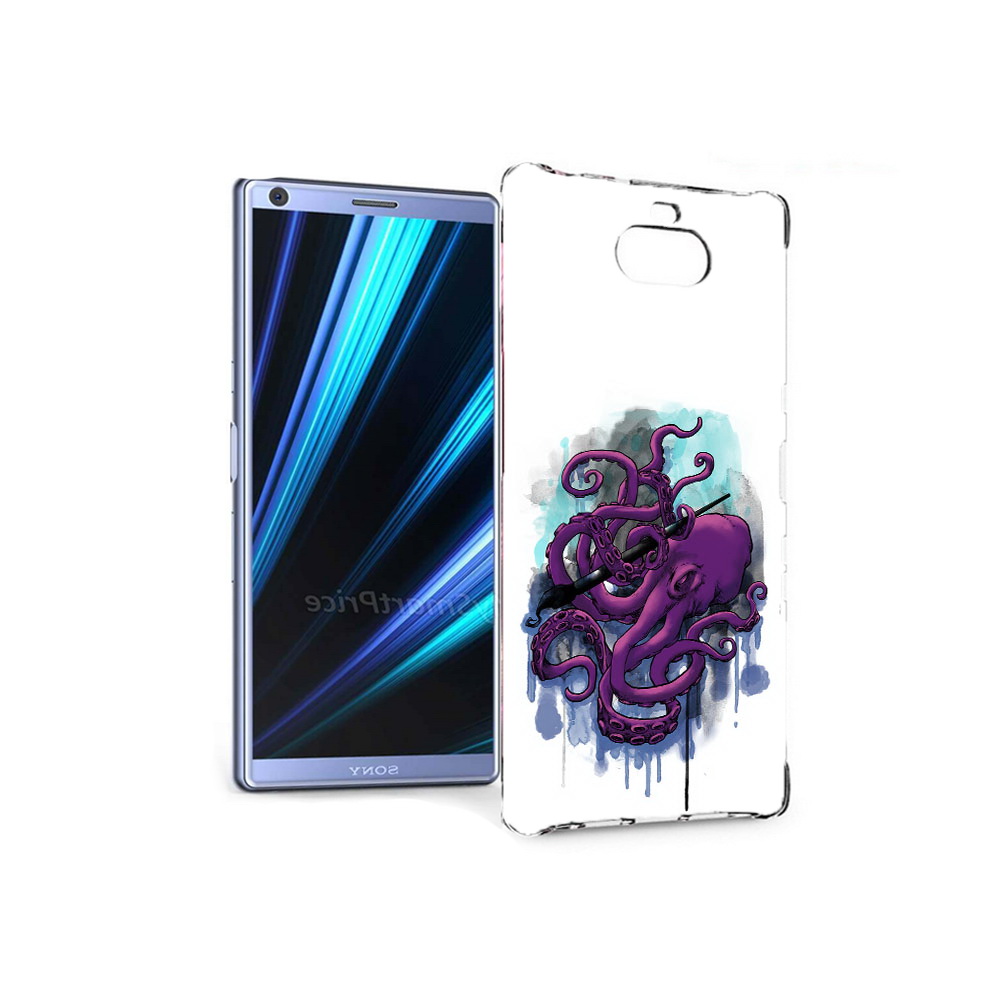 

Чехол MyPads Tocco для Sony Xperia 10 фиолетовый осьминог (PT125953.225.658), Прозрачный, Tocco