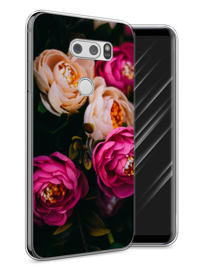 

Чехол Awog на LG V30 "Розовые пионы на черном", Розовый;черный, 83050-8