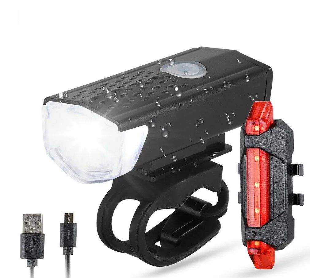 Набор фонарей для велосипеда USB 2шт: задний + передний