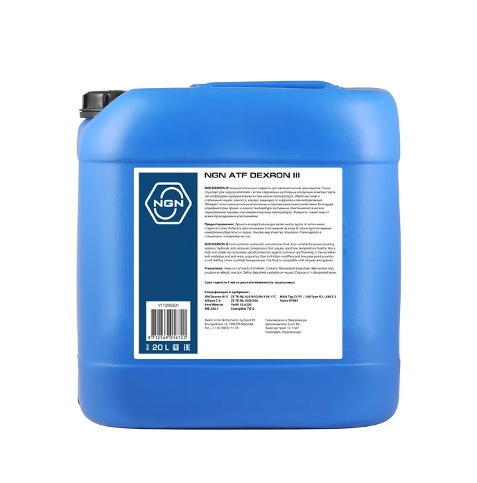 

NGN V172085821 Масло трансм. ATF DEXRON III Semi-Synthetic 20L 1шт