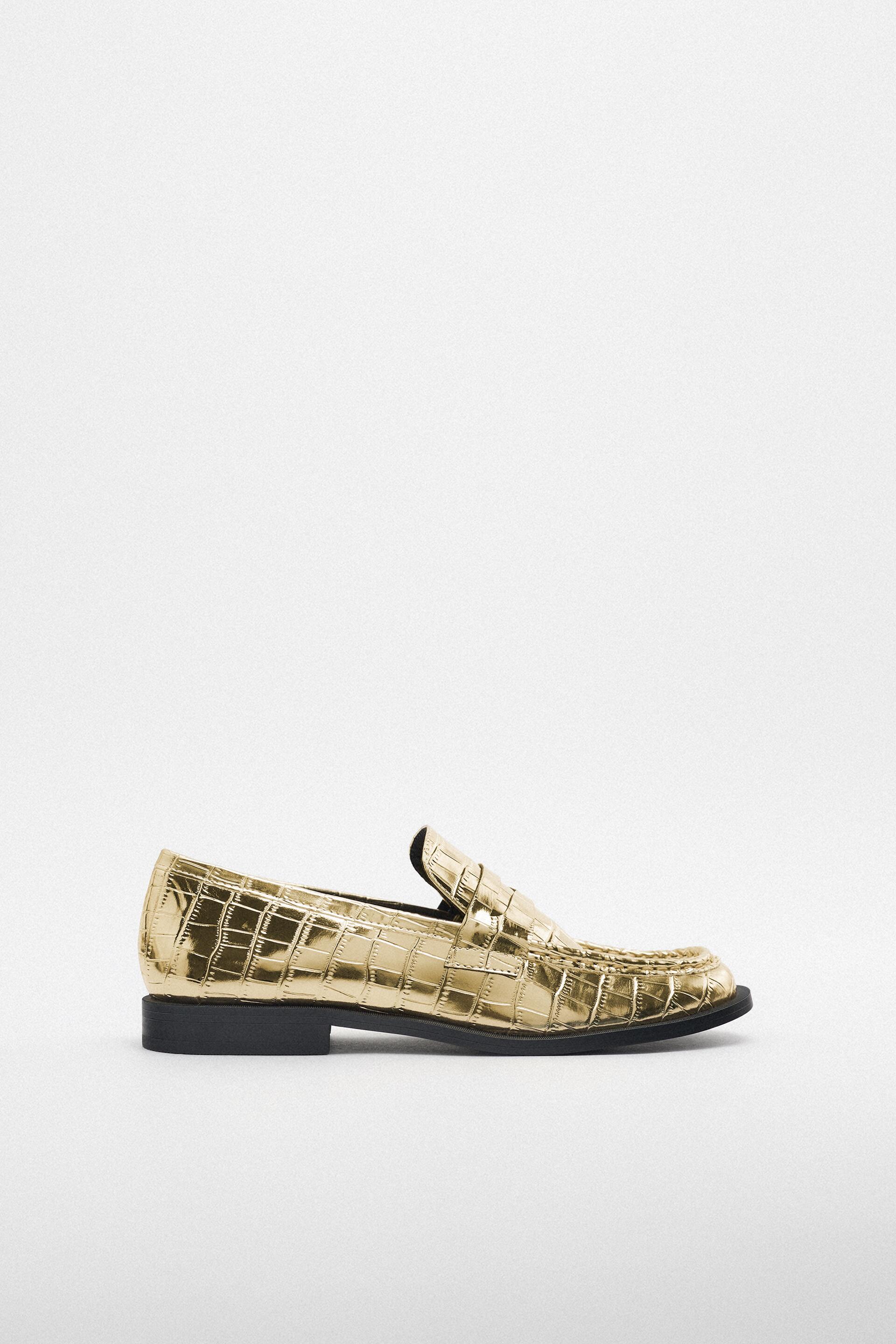 

Лоферы женские ZARA 178593 золотистые 35 RU (доставка из-за рубежа), 178593