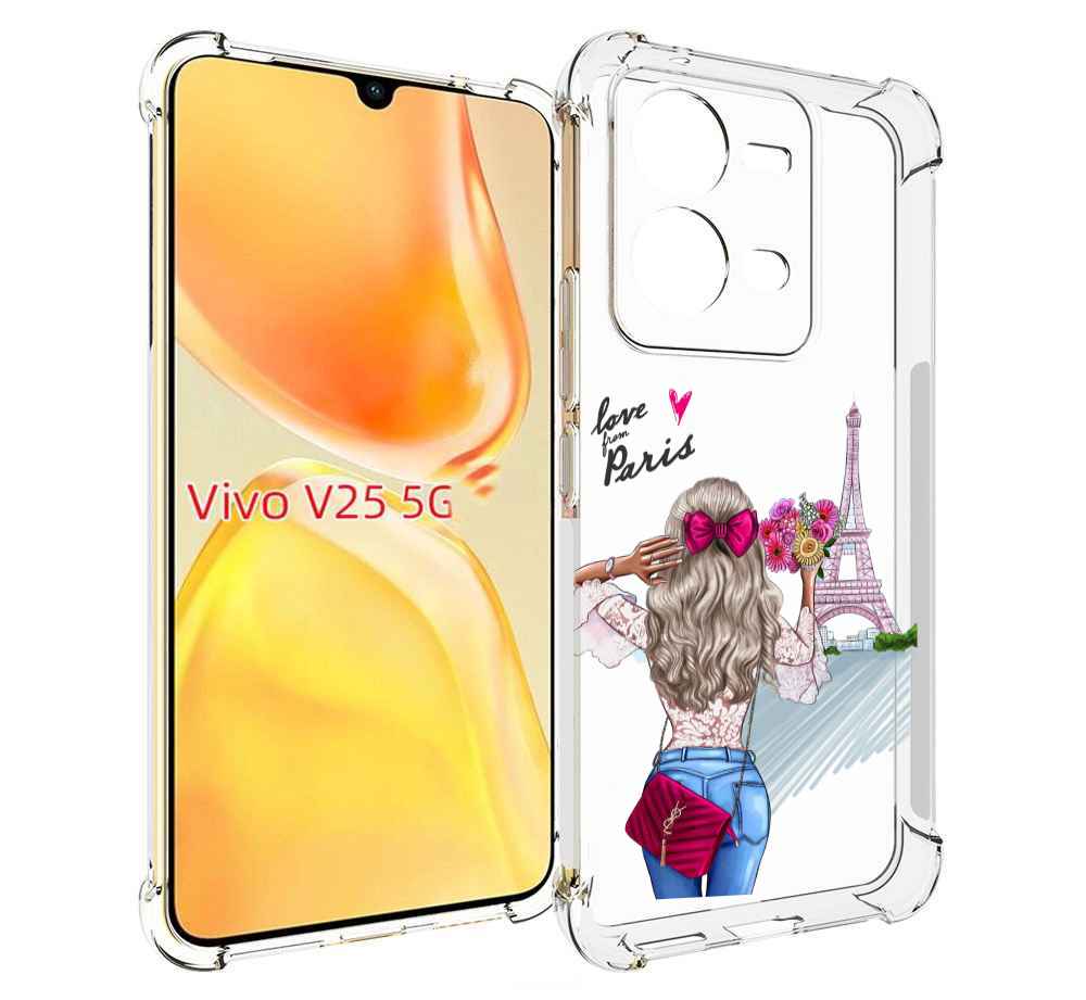 

Чехол MyPads Парижанка женский для Vivo V25 5G / V25e, Прозрачный, Tocco