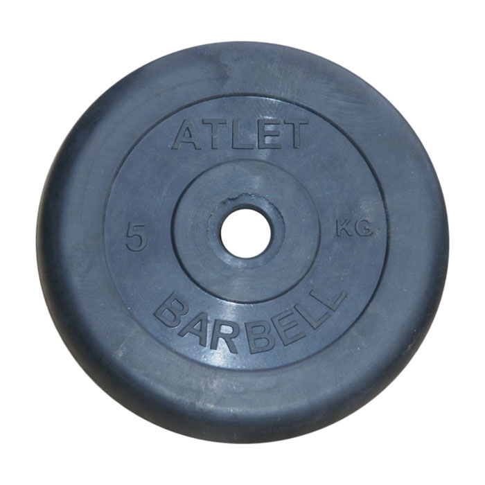 фото Диск обрезиненный mb barbell atlet черный 26 мм, 5 кг mb-atletb26-5