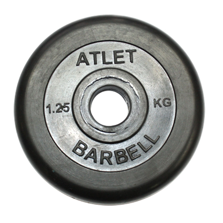 фото Диск обрезиненный mb barbell atlet черный 26 мм, 1,25 кг mb-atletb26-1,25