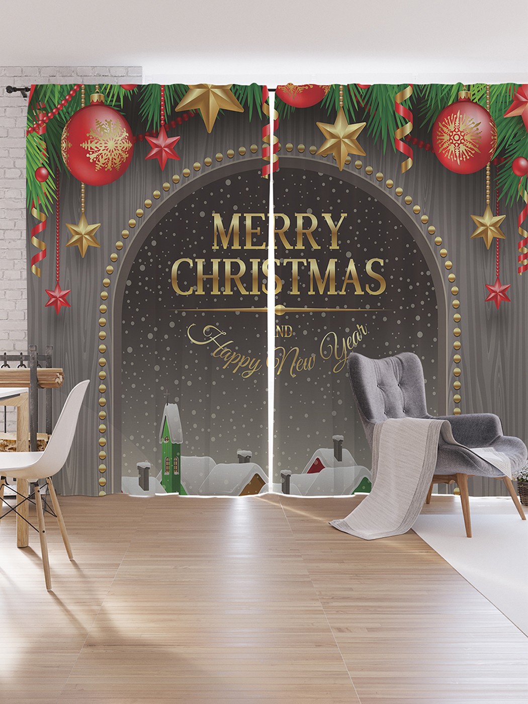 

Шторы под лён JoyArty "Ночь перед рождеством", серия Oxford DeLux, 340х265 см, Ночь перед рождеством