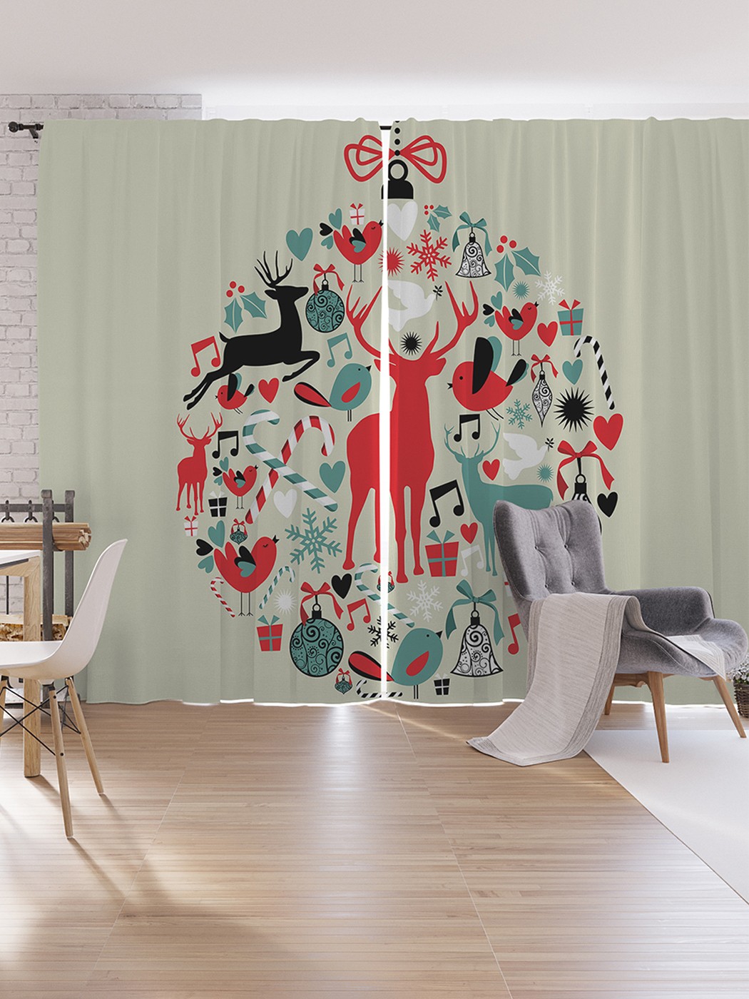 

Шторы под лён JoyArty "Шар с праздником", серия Oxford DeLux, 340х265 см, Шар с праздником