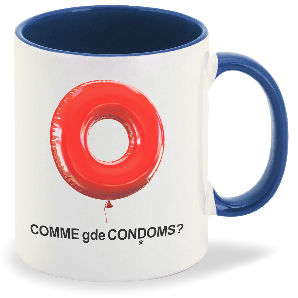 

Большая конусная кружка CoolPodarok Comme gde condoms, кружка БИГ ЛАТТЕ