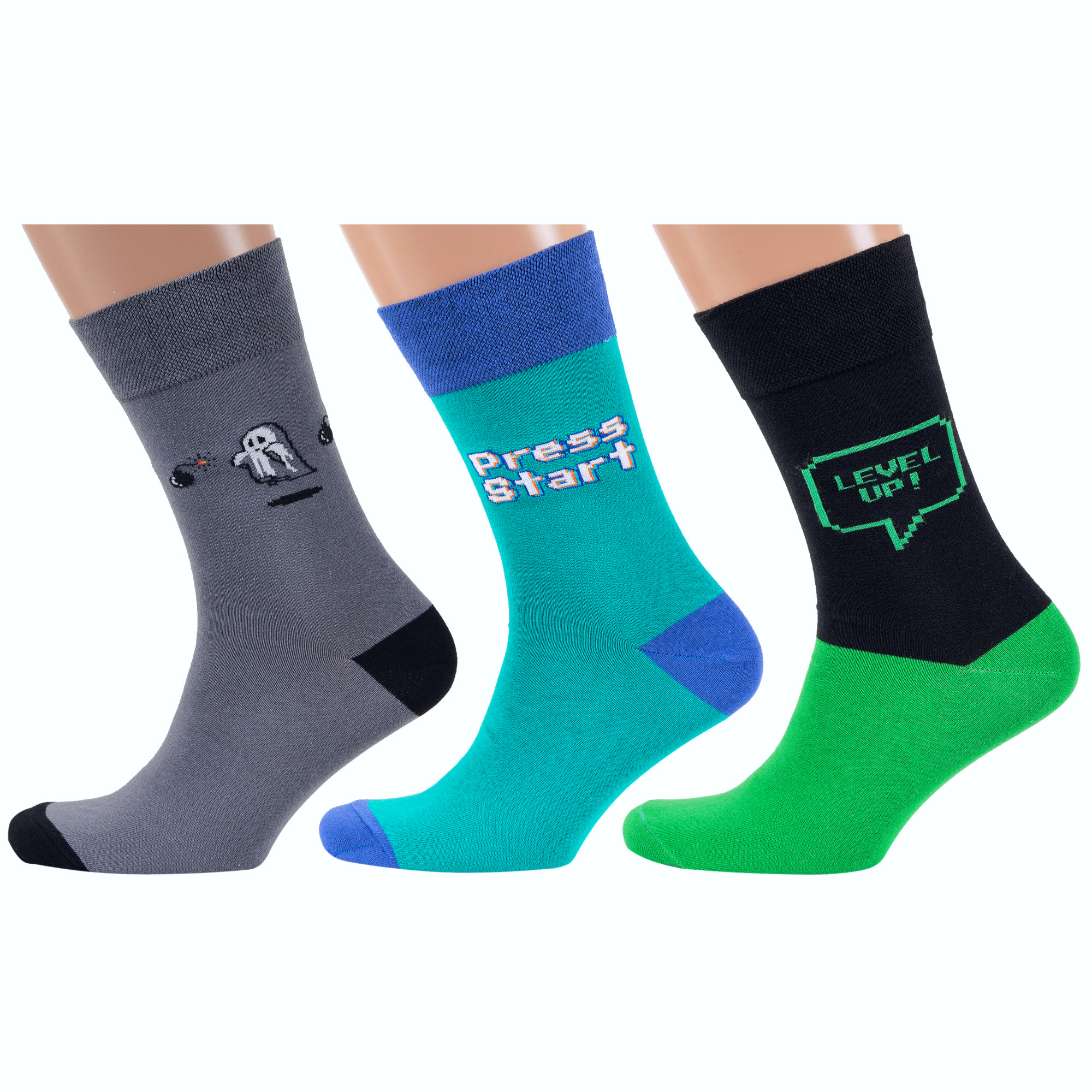 

Комплект носков мужских MoscowSocksClub msk3-М45 серый; голубой; зеленый 25, msk3-М45