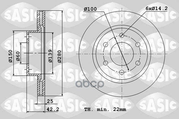 Тормозной диск SASIC 6106014 4969₽