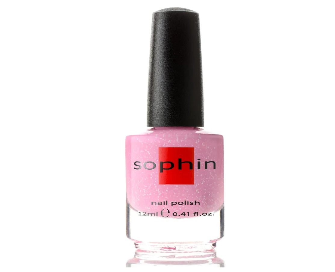 Лак для ногтей Sophin 0328, холодная розовая база с белым неблестящим глиттером 12 мл заколка для домашнего питомца pet line бантик розовый с белым горошком
