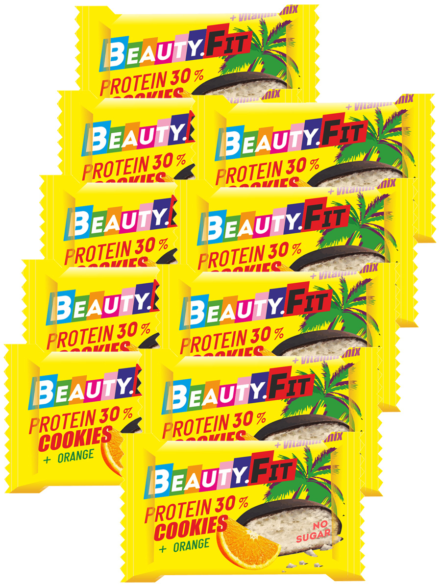 фото Протеиновое кокосовое печенье beauty fit/ protein 30% cookies, 10шт х 40г (апельсин)