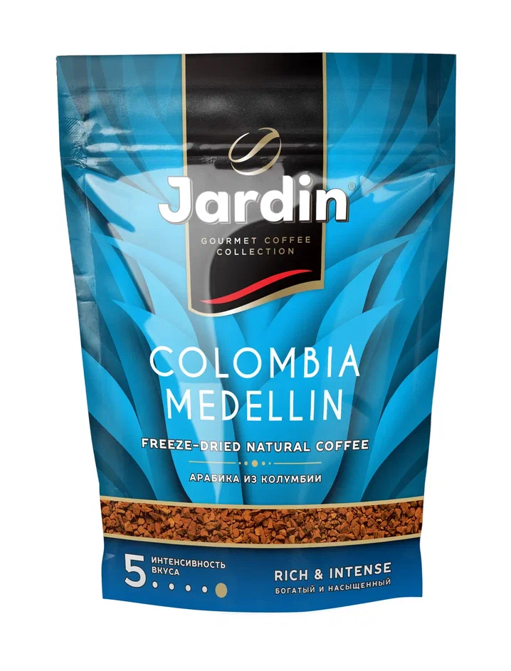 Кофе растворимый Jardin Colombia Medellin сублимированный, тёмная обжарка, 75 г