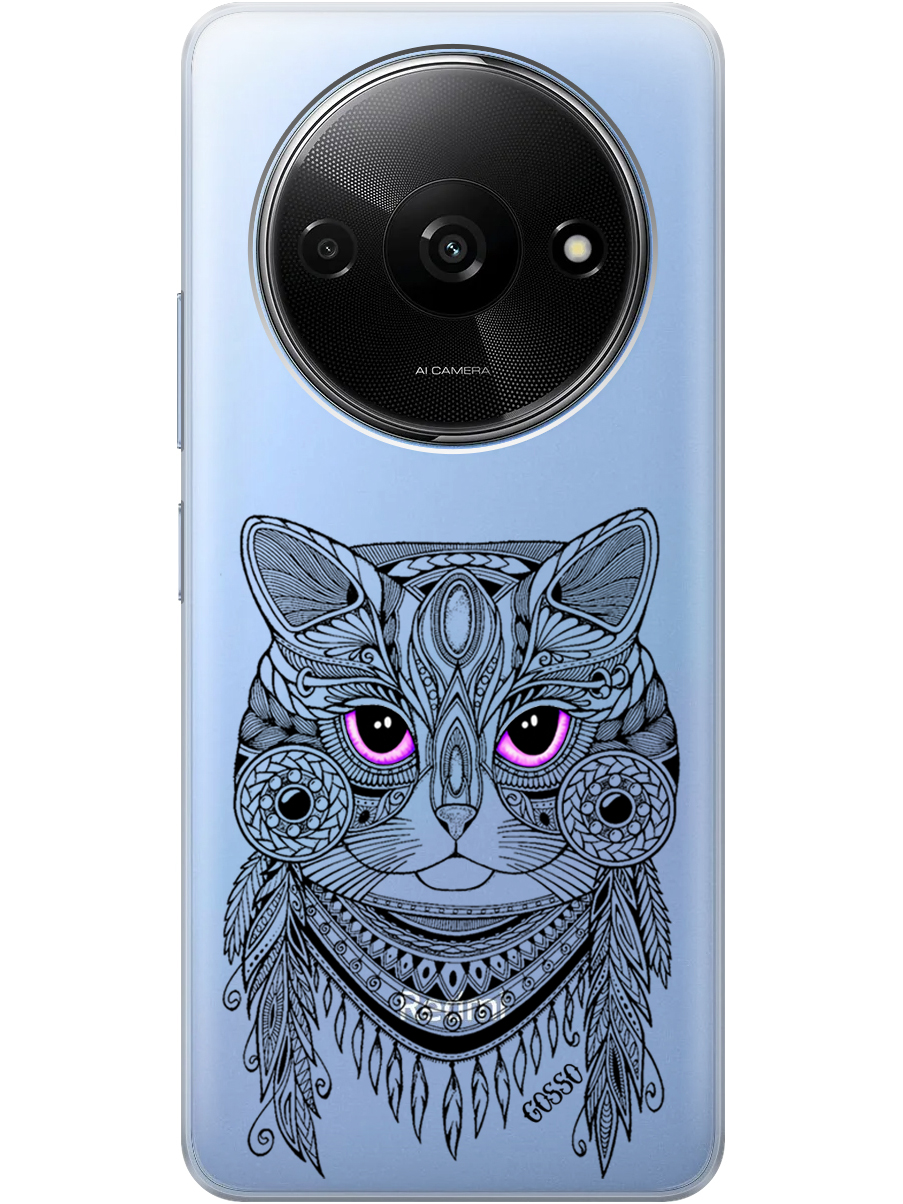 

Силиконовый чехол на Xiaomi Redmi A3 с рисунком "Grand Cat" прозрачный, Прозрачный;фиолетовый;черный, 20012118