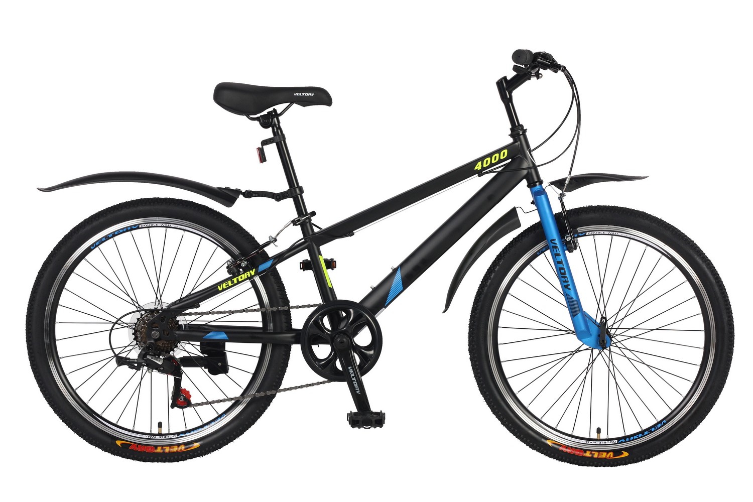 Велосипед подростковый VELTORY 4000 черный с синим 2024 9-13 лет, рост 130-150см