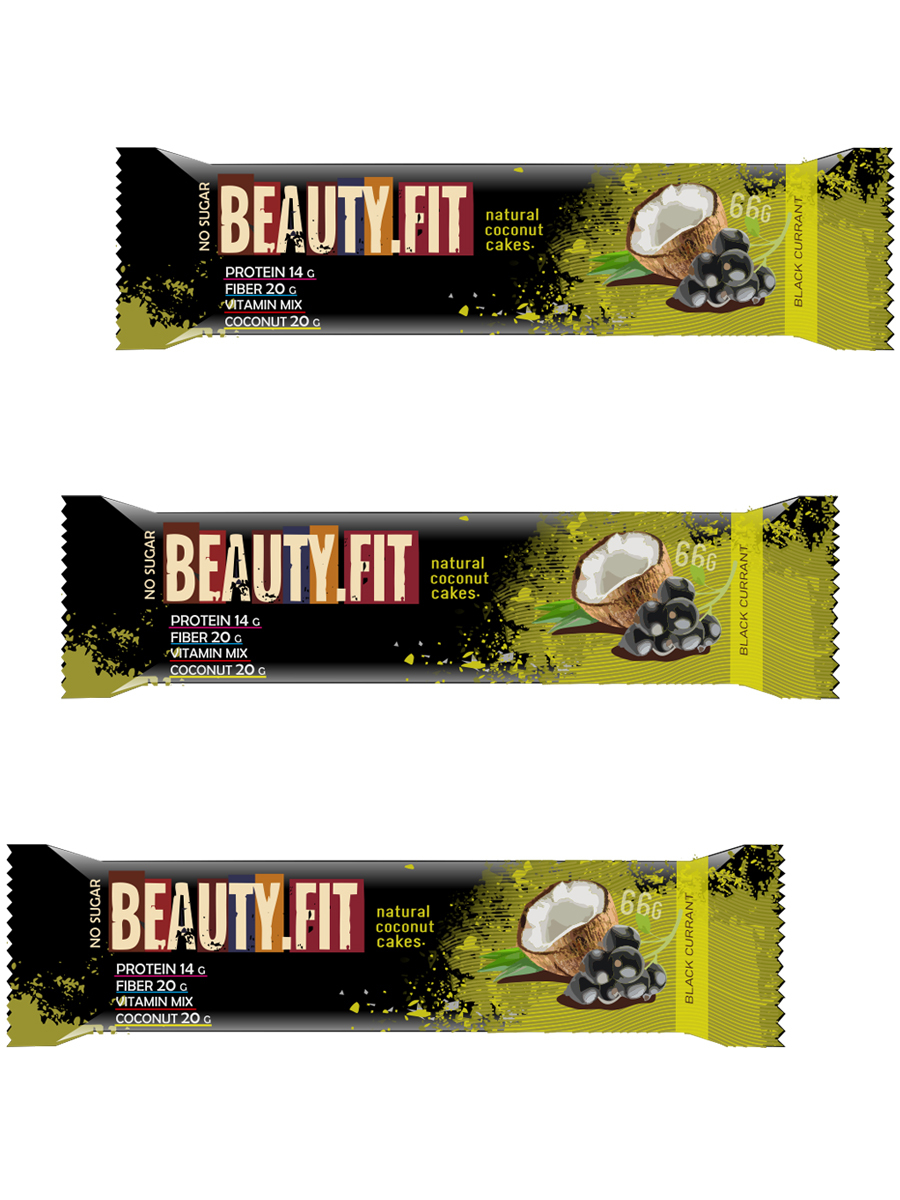 фото Протеиновые кокосовые пирожные beauty fit/low carbs, 3шт х 66г (мармелад-смородина) beauty.fit