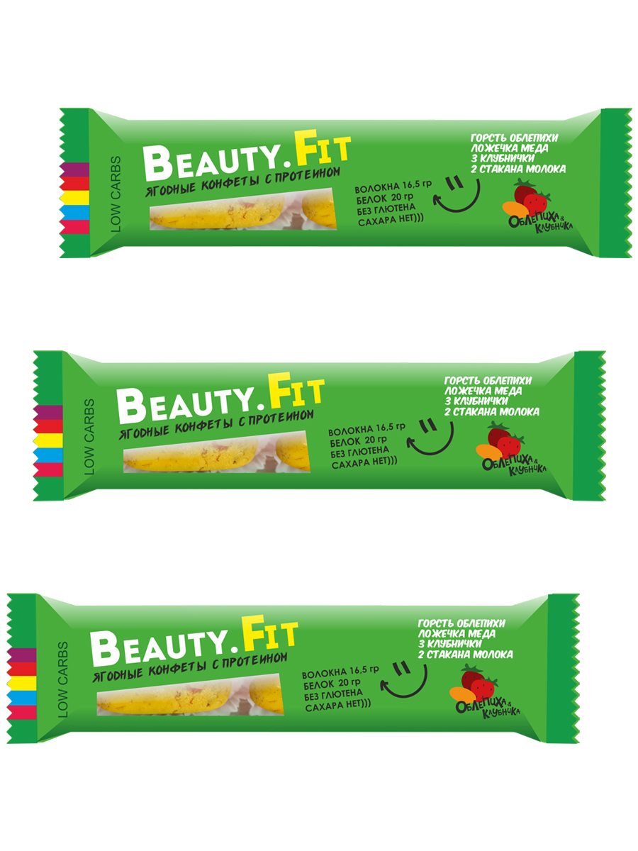 фото Протеиновые батончики beauty fit/low carbs, 3шт х 63г (облепиха-клубника)