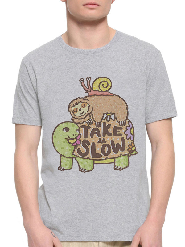 фото Футболка мужская design heroes take it slow / милая футболка серая xl