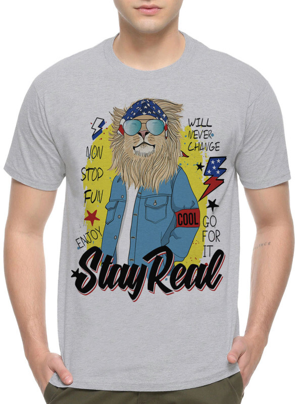 фото Футболка мужская design heroes stay real / стильная лев серая xs