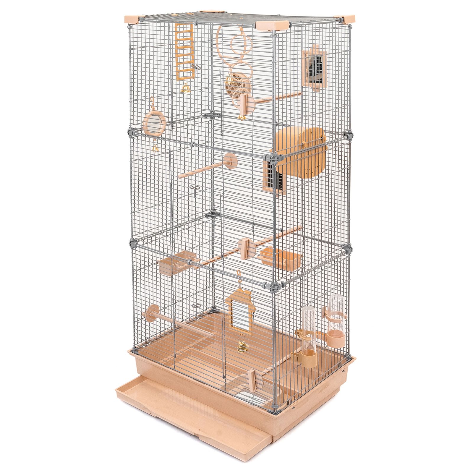 

Клетка для птиц PetTails разборная, бежевая, 42 х 30 х 93см, шаг прута 10,5мм, Smart