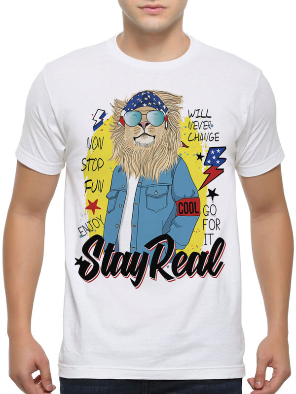 

Футболка мужская Design Heroes Stay Real / Стильный Лев белая L, Stay Real / Стильный Лев