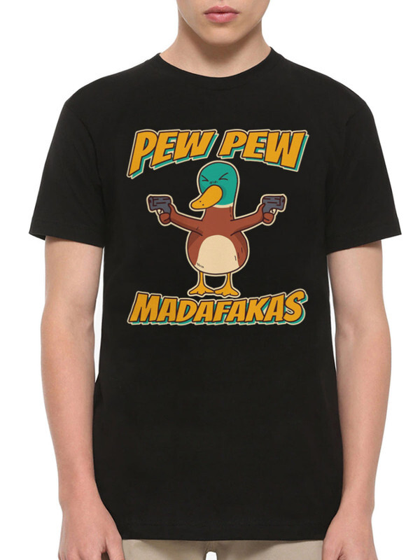 фото Футболка мужская design heroes pew pew madafakas / мемная утка черная xs