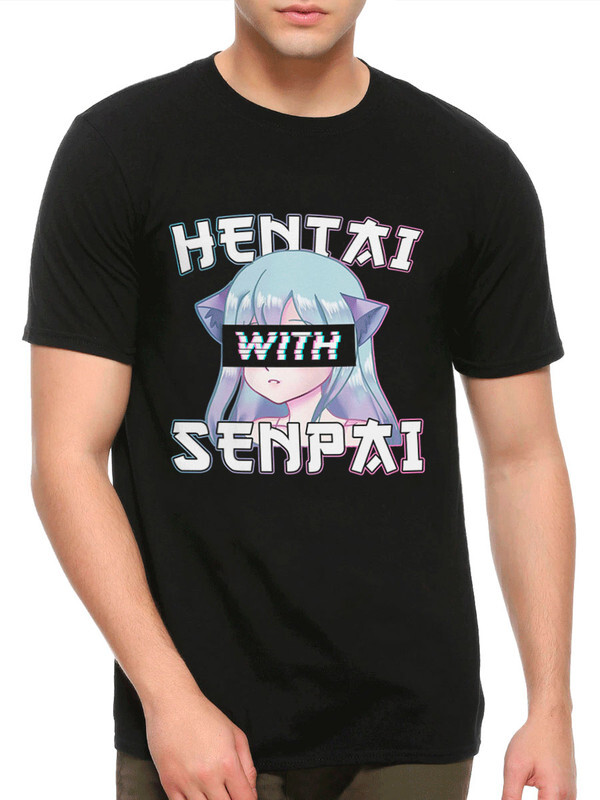 фото Футболка мужская design heroes hentai with senpai / аниме тян черная xs