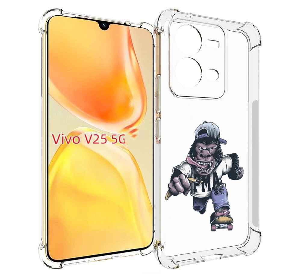 

Чехол MyPads Обезьяна на скейте для Vivo V25 5G / V25e, Прозрачный, Tocco
