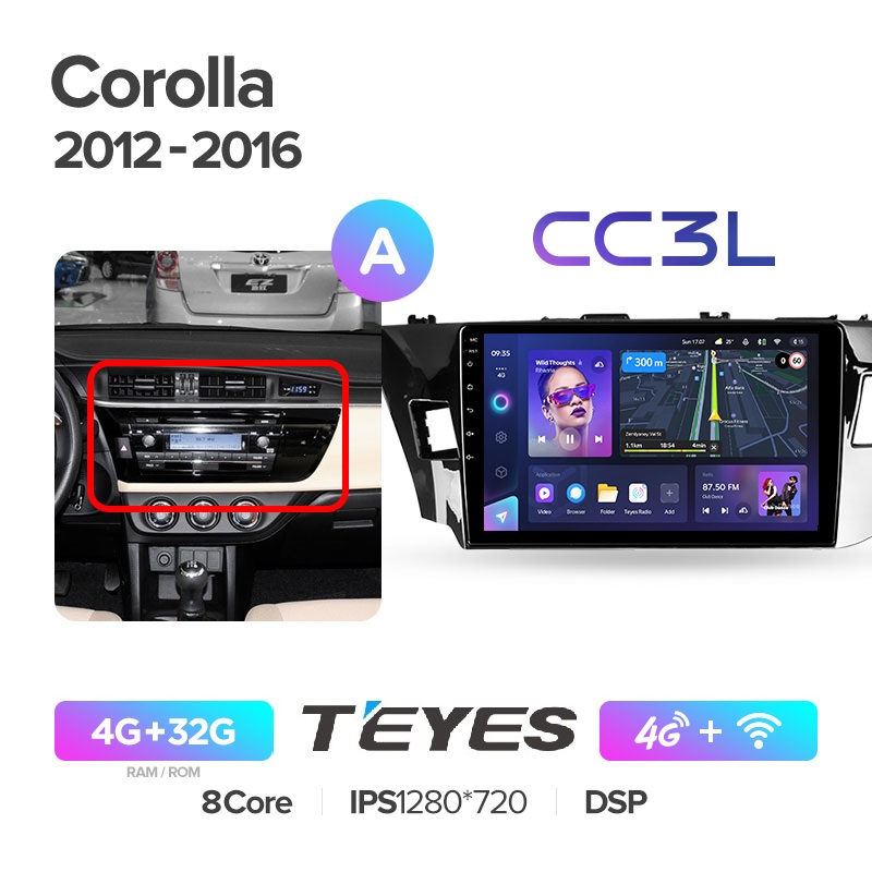 Автомобильная магнитола Teyes CC3L 4/32Гб Toyota Corolla 180 2012 - 2016 Android