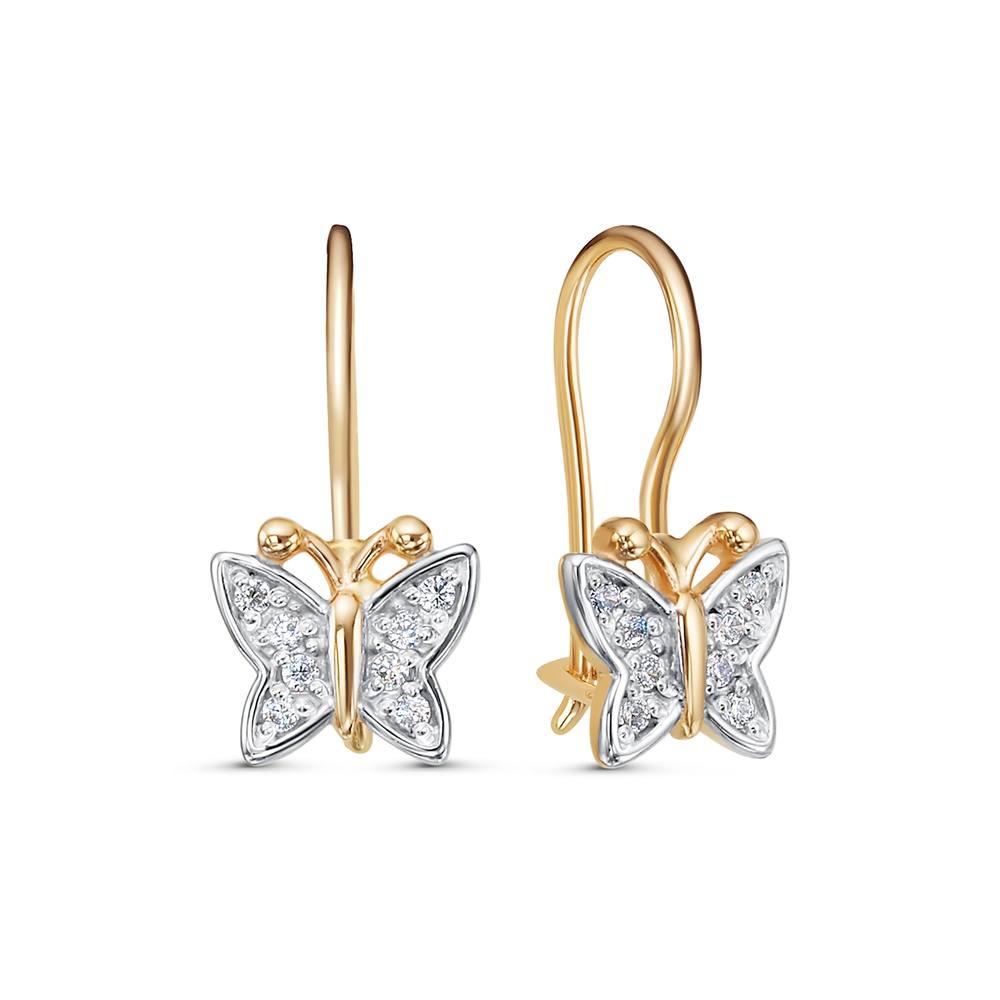 

Серьги из красного золота 585Gold 602001621, фианит, 602001621