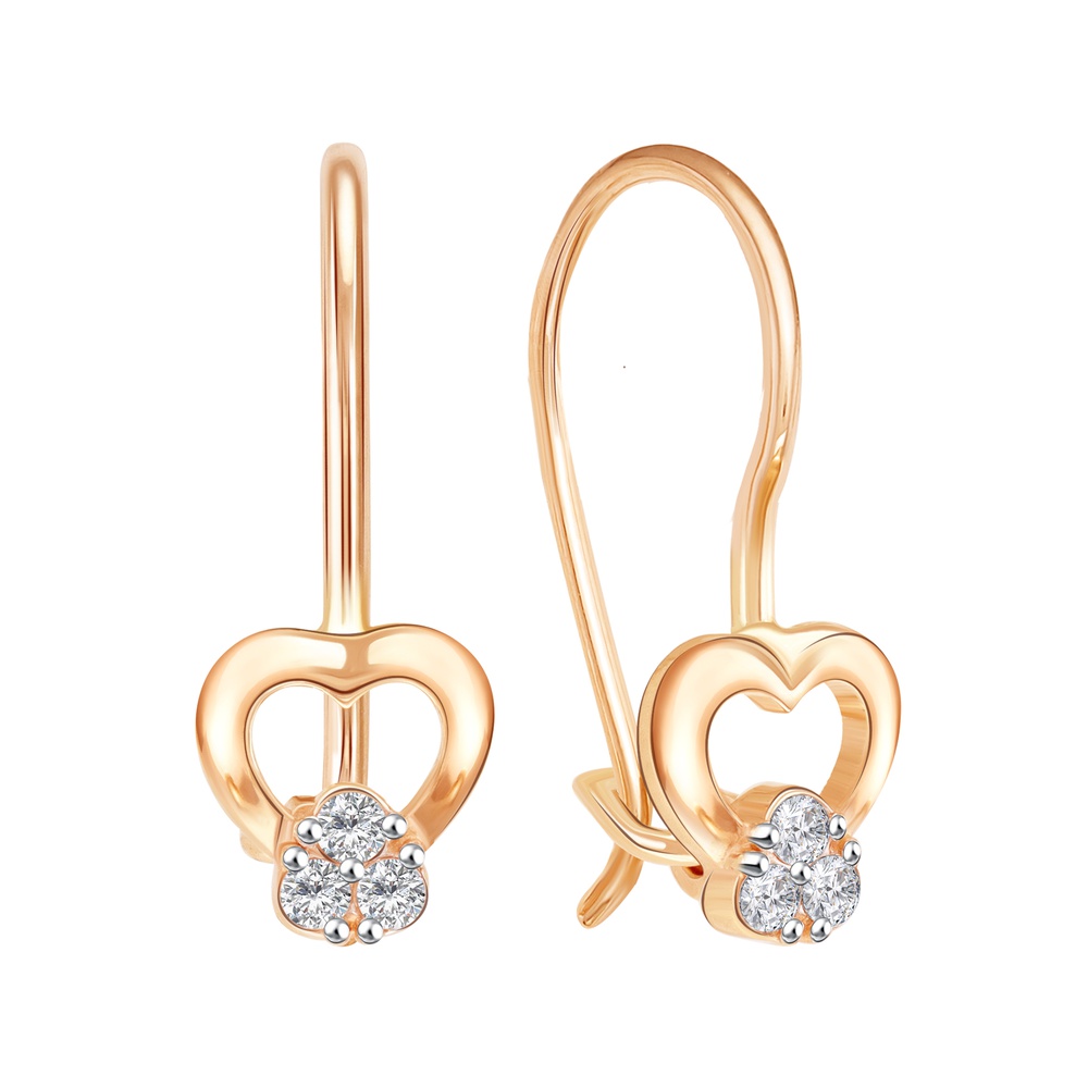 

Серьги из красного золота 585Gold 602001618, фианит, 602001618