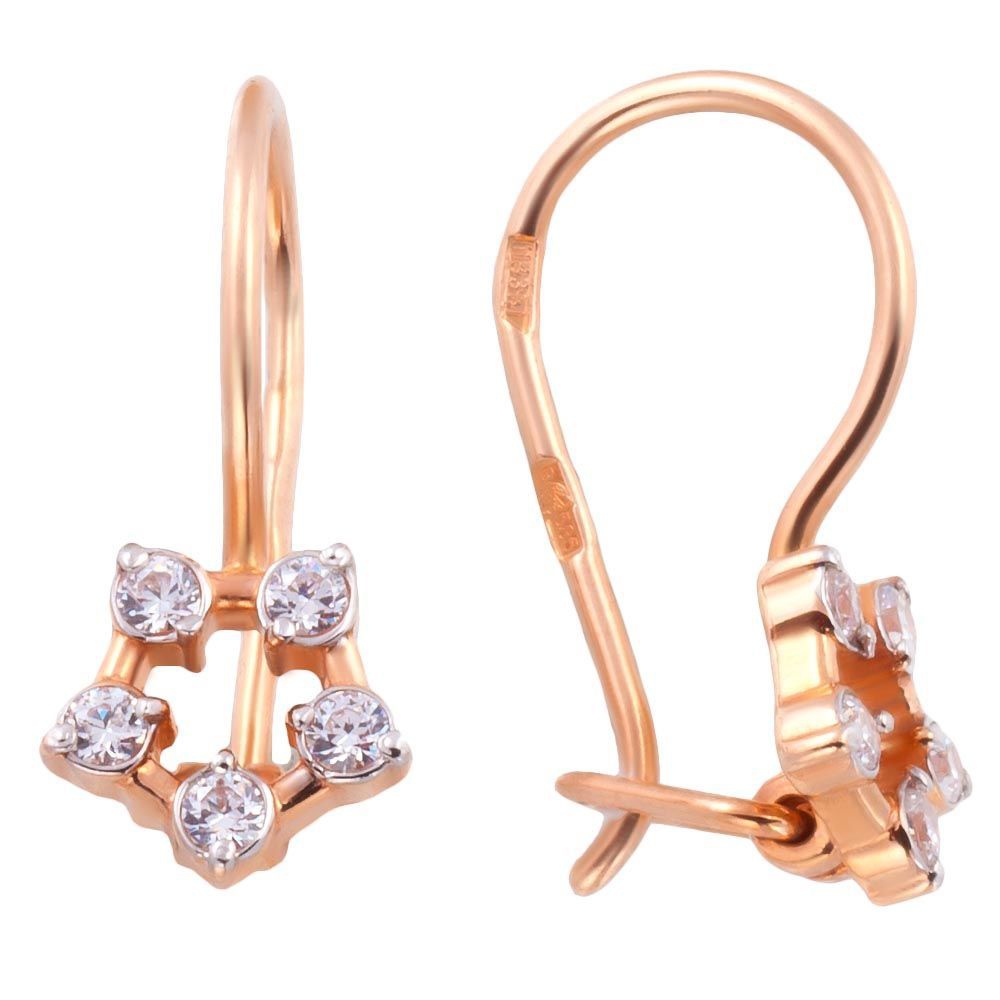 

Серьги из красного золота 585Gold 602001616, фианит, 602001616